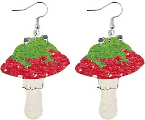 Frog Ear Cuffs Earrings for Women Frog Earrings Frog Clips on Earrings for Teen Girls Colorful Mushroom Earrings Animal Earrings Jewelry Gifts Trendy Stuff Stocking Stuffers Gifts in Saudi Arabia