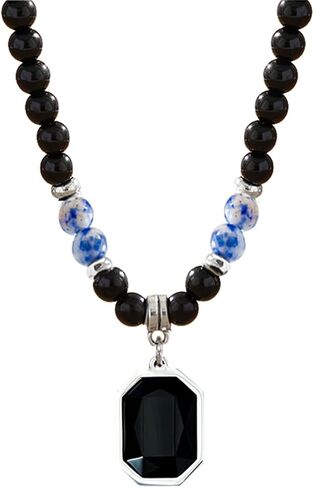 Natural Stone Bead Necklaces Tiger Eye Stone Beads Necklace for Men Charm Choker Neck Chain Fashion Men and Women Handmade Jewelry (Grey) in Saudi Arabia