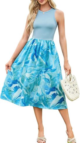 GRACE KARIN Womens Summer Dress Sleeveless Tank Dress Boho Casual Beach Vacation A Line Midi Dress with Pockets in Saudi Arabia