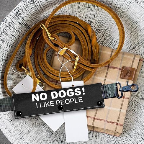 No Dogs I Like People 2 Set Funny Red and Black Dog Leash Sleeve Wrap -Hanging ID Patch Tag - Pet Birthday Gift - Gift for Dog Owner and Lover in Kuwait