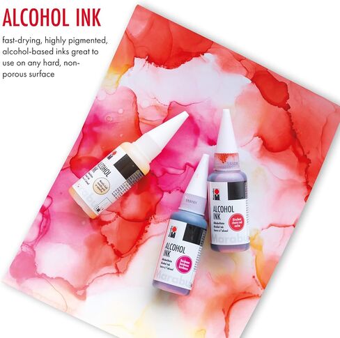 مجموعة حبر كحول مارابو - مجموعة حبر كحول 15 لونًا، أحبار 20 مل - حبر كحول أساسي ومعدني لفن راتنجات الإيبوكسي والأكواب وأطباق بيتري وورق طلاء الكحول والأكواب وصبغة الراتنج - إصدار 2021 in Kuwait