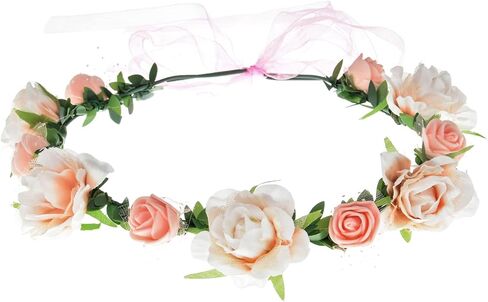 June Bloomy Rose Flower Headband Women Floral Crown Wreath Photo Prop (Purple) in Saudi Arabia