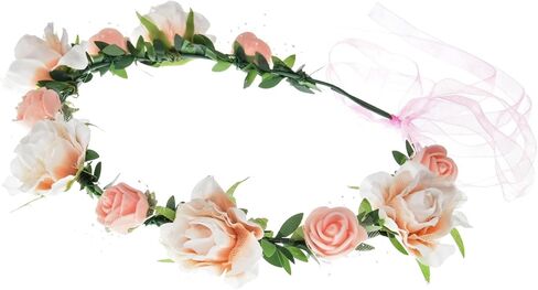 June Bloomy Rose Flower Headband Women Floral Crown Wreath Photo Prop (Purple) in Saudi Arabia