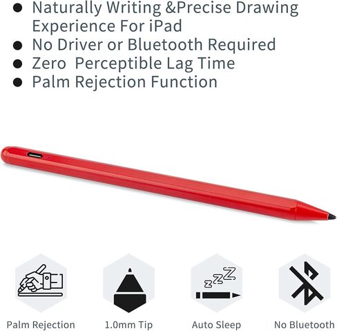 قلم لجهاز iPad Pencil الجيل العاشر/التاسع/الثامن 10.2 بوصة، قلم نشط برأس رفيع 1.5 مم متوافق مع قلم Apple Pencil لقلم iPad 10.2 بوصة 10/9/8 للرسم والرسم باللون الوردي in Kuwait