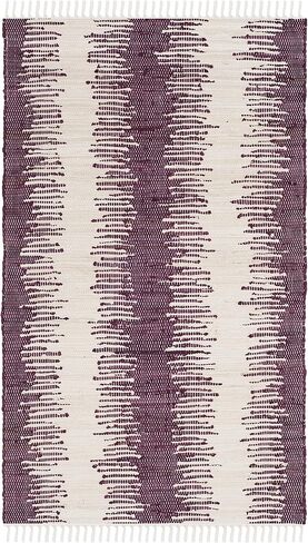 سجادة منطقة SAFAVIEH Montauk Collection - 12.7 سم × 17.78 سم، أزرق، قطن مخطط يدويًا، مثالية للمناطق ذات حركة المرور العالية في غرفة المعيشة وغرفة النوم (MTK751A) in Saudi Arabia