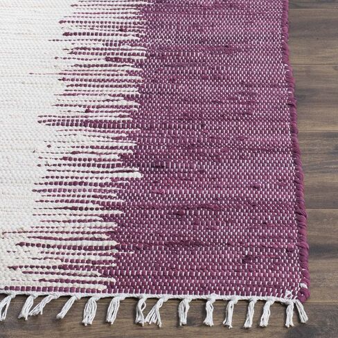 سجادة منطقة SAFAVIEH Montauk Collection - 12.7 سم × 17.78 سم، أزرق، قطن مخطط يدويًا، مثالية للمناطق ذات حركة المرور العالية في غرفة المعيشة وغرفة النوم (MTK751A) in Saudi Arabia