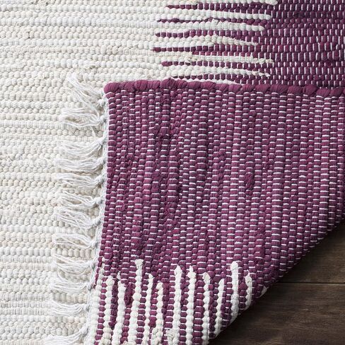 سجادة منطقة SAFAVIEH Montauk Collection - 12.7 سم × 17.78 سم، أزرق، قطن مخطط يدويًا، مثالية للمناطق ذات حركة المرور العالية في غرفة المعيشة وغرفة النوم (MTK751A) in Saudi Arabia