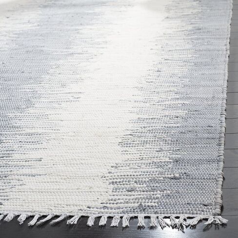 سجادة منطقة SAFAVIEH Montauk Collection - 12.7 سم × 17.78 سم، أزرق، قطن مخطط يدويًا، مثالية للمناطق ذات حركة المرور العالية في غرفة المعيشة وغرفة النوم (MTK751A) in Saudi Arabia