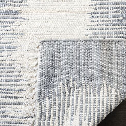 سجادة منطقة SAFAVIEH Montauk Collection - 12.7 سم × 17.78 سم، أزرق، قطن مخطط يدويًا، مثالية للمناطق ذات حركة المرور العالية في غرفة المعيشة وغرفة النوم (MTK751A) in Saudi Arabia