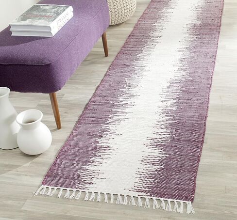 سجادة منطقة SAFAVIEH Montauk Collection - 12.7 سم × 17.78 سم، أزرق، قطن مخطط يدويًا، مثالية للمناطق ذات حركة المرور العالية في غرفة المعيشة وغرفة النوم (MTK751A) in Saudi Arabia