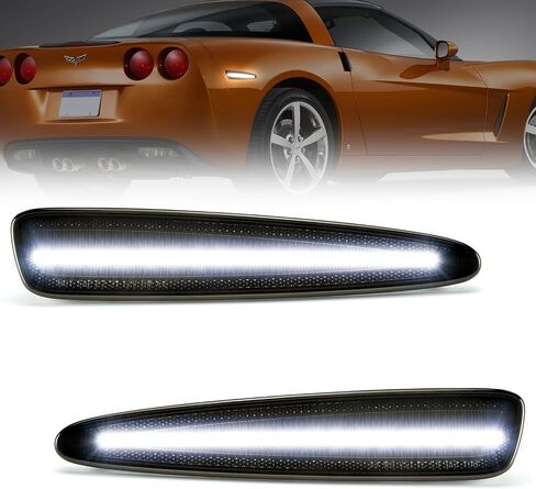 White Front LED Side Marker Lights for Chevy Corvette C6 2005 2006 2007 2008 2009 2010 2011 2012 2013 Smoked Lens White Fender Bumper Lamps Pack of 2 in Saudi Arabia