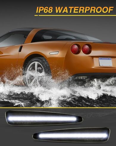 White Front LED Side Marker Lights for Chevy Corvette C6 2005 2006 2007 2008 2009 2010 2011 2012 2013 Smoked Lens White Fender Bumper Lamps Pack of 2 in Saudi Arabia