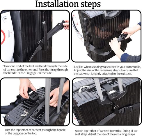 حزام سفر لمقعد السيارة، حزام سفر لمقعد السيارة للأطفال، يحول مقاعد السيارة والأمتعة إلى عربة مقعد سيارة في المطار، متوافق مع معظم الأمتعة وحقائب السفر مقاس 13 بوصة إلى 56 بوصة in Kuwait