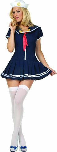 Anchors Away Navy Pleated Dress With Red Tie, White Sailor Cap Size 8-10 Navy in Saudi Arabia