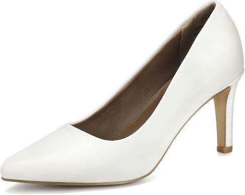 Women's Heels Pointed Toe Pumps Closed Toe High Heels Stiletto Comfortable Business Heels 3-Inch Wedding Party Dress Shoes (White Ivory,Size 10.5) in Saudi Arabia