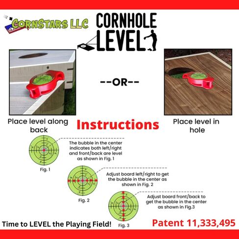Cornhole Board Level Accessory | Achieve Perfect Cornhole Board Alignment For Consistent Play |All Weather | Instant Measurements | Easy To Use Indoor or Outdoor | 1 or 2 Pack |Patented| Cornstars LLC in Saudi Arabia