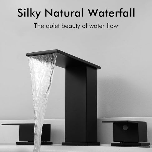 KES Bathroom Faucets for Sink 3 Hole - Waterfall Widespread Bathroom Sink Faucet - 8-Inch Vanity Faucet with cUPC Supply Lines - All SUS304 Stainless Steel, Brushed Finish, L4358LFF12-BS in Saudi Arabia