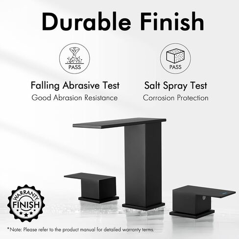 KES Bathroom Faucets for Sink 3 Hole - Waterfall Widespread Bathroom Sink Faucet - 8-Inch Vanity Faucet with cUPC Supply Lines - All SUS304 Stainless Steel, Brushed Finish, L4358LFF12-BS in Saudi Arabia