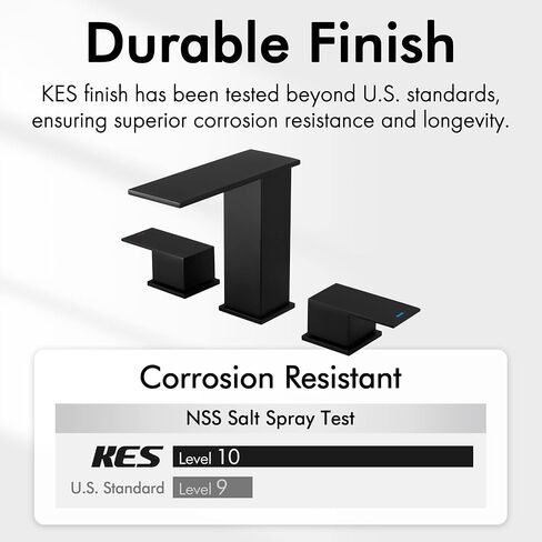 KES Bathroom Faucets for Sink 3 Hole - Waterfall Widespread Bathroom Sink Faucet - 8-Inch Vanity Faucet with cUPC Supply Lines - All SUS304 Stainless Steel, Brushed Finish, L4358LFF12-BS in Saudi Arabia