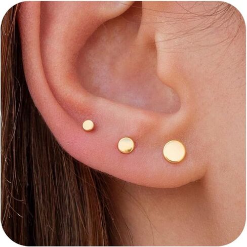 3 Pairs 14k Gold Stud Earrings for Women Hypoallergenic 925 Sterling Silver Post Dainty Cartilage Tragus Earrings Stacks Set Trendy Small Diamond Heart Multiple Piercing Jewelry for Men in Saudi Arabia