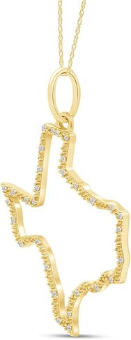 Jewel Zone US 1/10 Cttw Natural Diamond Accent State of Texas Outline Pendant Necklace in 14K Gold Over Sterling Silver (0.10 Cttw) in Saudi Arabia