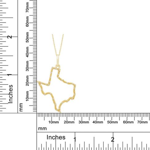 Jewel Zone US 1/10 Cttw Natural Diamond Accent State of Texas Outline Pendant Necklace in 14K Gold Over Sterling Silver (0.10 Cttw) in Saudi Arabia