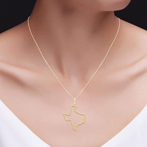 Jewel Zone US 1/10 Cttw Natural Diamond Accent State of Texas Outline Pendant Necklace in 14K Gold Over Sterling Silver (0.10 Cttw) in Saudi Arabia