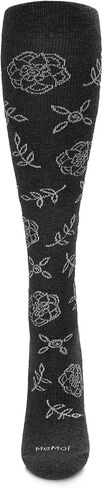 MeMoi Women's Floral Cotton Blend 15-20mmHg Graduated Compression Socks Dark Gray Heather 9-11 in Saudi Arabia