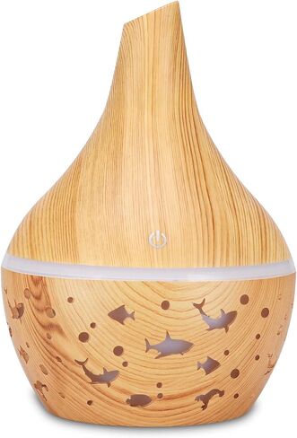 Happy Hauls Small Faux Wood Grain Aromatherapy Oil Diffuser LED Light Up, Cool Mist Humidifier (Dark Wood) in Saudi Arabia