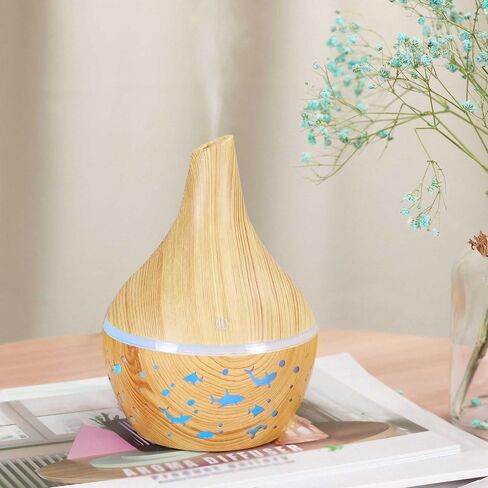 Happy Hauls Small Faux Wood Grain Aromatherapy Oil Diffuser LED Light Up, Cool Mist Humidifier (Dark Wood) in Saudi Arabia