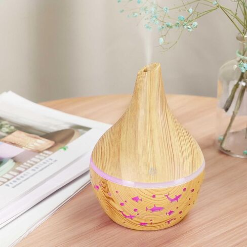 Happy Hauls Small Faux Wood Grain Aromatherapy Oil Diffuser LED Light Up, Cool Mist Humidifier (Dark Wood) in Saudi Arabia