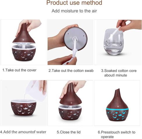 Happy Hauls Small Faux Wood Grain Aromatherapy Oil Diffuser LED Light Up, Cool Mist Humidifier (Dark Wood) in Saudi Arabia