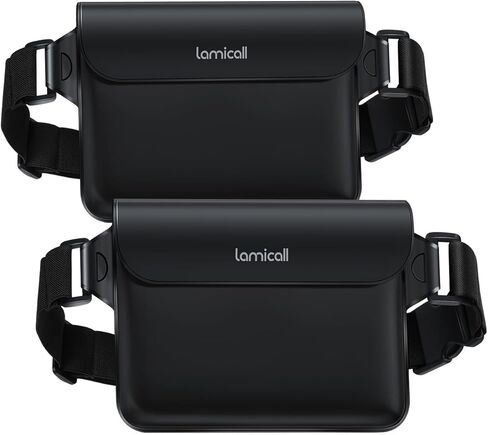 Lamicall Waterproof Fanny Packs, Dry Bag Pouch - [Elastic Waist Strap] Phone Waterproof Waist Pouch Dry Bag, Beach, Kayak, Swimming, Boat Essentials, 8.7" for All iPhone 15 14 13 Pro Max, Black in Saudi Arabia