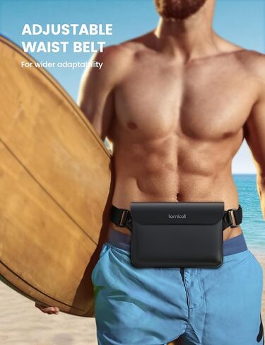 Lamicall Waterproof Fanny Packs, Dry Bag Pouch - [Elastic Waist Strap] Phone Waterproof Waist Pouch Dry Bag, Beach, Kayak, Swimming, Boat Essentials, 8.7" for All iPhone 15 14 13 Pro Max, Black in Saudi Arabia
