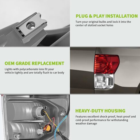 AUTOSAVER88 Tail Lights Assembly Compatible with 10 11 12 13 2010 2011 2012 2013 Tundra, Red Clear OE Replacement Taillights with Harness - Passenger Side in Saudi Arabia