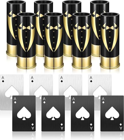 Yoption 16 Pcs Groomsmen Gifts Set, 8pcs Groomsmen Gauge Shot Glasses with 8pcs Credit Card Size Bottle Openers for Wedding Party Proposal Groomsmen Bridesmaid Favors in Saudi Arabia