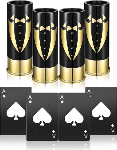 Yoption 16 Pcs Groomsmen Gifts Set, 8pcs Groomsmen Gauge Shot Glasses with 8pcs Credit Card Size Bottle Openers for Wedding Party Proposal Groomsmen Bridesmaid Favors in Saudi Arabia