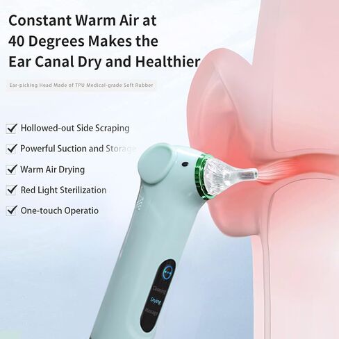 Multi-Functional Electric Ear Wax Removal Tool Ear Cleaning Kit - Drying Ear Canal&Massaging Ear, for Adults and Children (Green) in Saudi Arabia