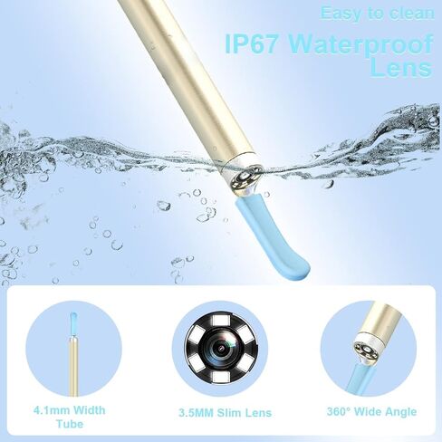 إزالة شمع الأذن، منظف الأذن مع الكاميرا، أداة إزالة شمع الأذن 1080 بكسل مع ضوء، مجموعة إزالة شمع الأذن مع 8 قطع للأذن، طقم تنظيف الأذن لنظام iOS، والهواتف الذكية أندرويد (أسود) in Kuwait