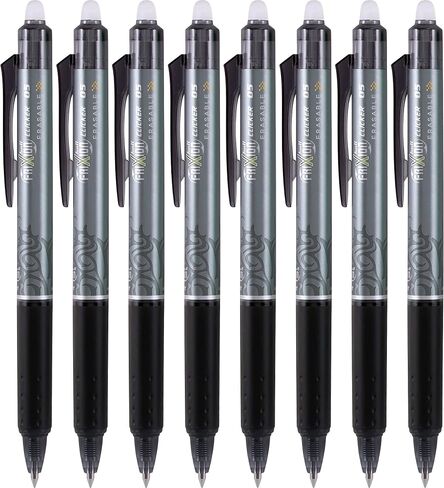 Pilot, FriXion Clicker Erasable Gel Pens, Extra Fine Point 0.5 mm, Pack of 8, Black, Red & Blue in Saudi Arabia