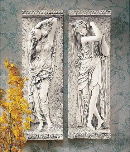 تصميم Toscano AH1480-Parent Water Maidens Seine Wall إفريز من الحجر العتيق، حجر ذو لونين، 7.00 بوصة × 3.00 بوصة in Saudi Arabia