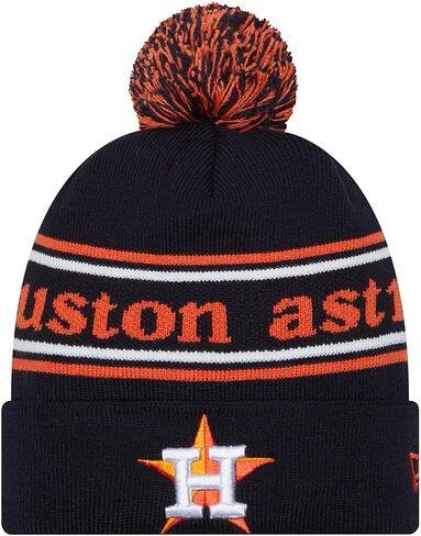 قبعة صغيرة منسوجة من New Era Youth Houston Astros Navy Script Cuff Knit، باللون الأزرق in Saudi Arabia