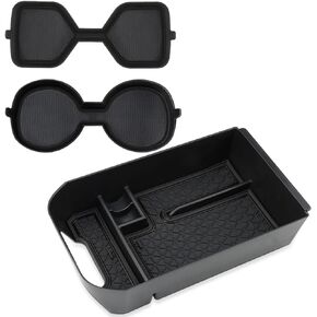 Auovo 3D Cup Holder Inserts Coaster Storage Box Compatible with Toyota RAV4 Accessories 2024 2023 2022 2021 2020 2019 Center Console Organizer Tray (Black Trim)