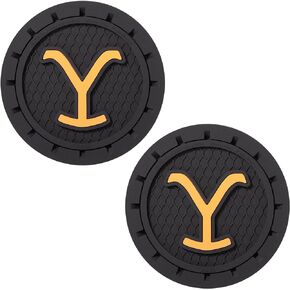 Plasticolor 001976R01 Yellowstone Logo Auto Coasters - 2 Pack