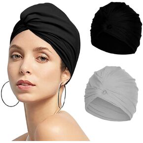 Pleated Swim Cap for Women Bathing Turban Swimming Cap Long Short Hair Swimming Hat Fabric Swimmer Cap Non-Waterproof