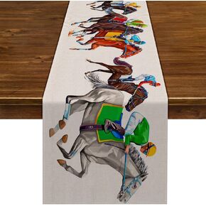 Nepnuser Kentucky Derby Table Runner 2024 Horse Race Jockey Decoration Rustic Farmhouse Home Dining Room Kitchen Table Decor (13" x 72")