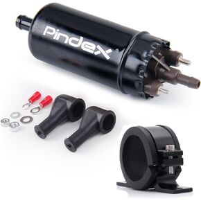Pindex Universal External In Line Fuel Pump,116 PSI High Pressure 12V Electric Pump Injection Systems Compatible with 0580464070 0580453911 0580463017 0580464023,Red