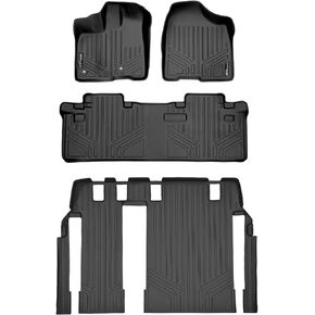 MAXLINER Custom Fit Floor Mats 3 Row Liner Set Black Compatible with 2013-2020 Toyota Sienna 8 Passenger Model