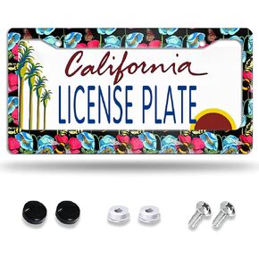 Larkverk Abstract Floral Butterflies License Plate Frame,Aluminum Car Plates Tag Frames,Personalized License Plate Frames for Women Gift, US Standard 12''x6''