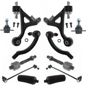 TRQ 14 Piece Steering Suspension Kit Control Arms Ball Joints Tie Rods Sway Bar End Links Bellows for Volvo S60